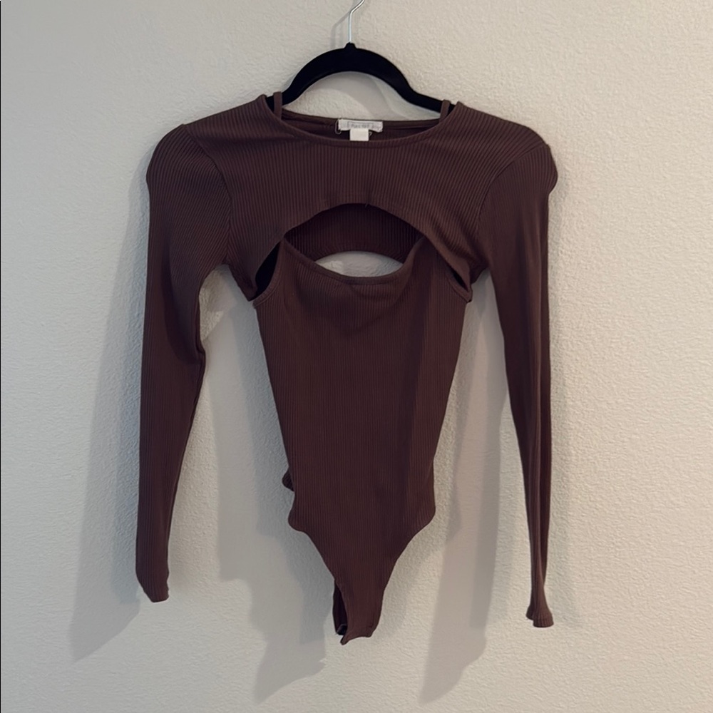 Full Tilt Brown Fitted Long Sleeve Bodysuit